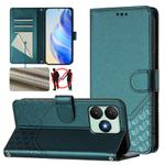 For Wiko T20 Honeycomb Embossing RFID Leather Phone Case(Peacock Green)