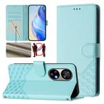 For Ulefone Note 17 Pro Honeycomb Embossing RFID Leather Phone Case(Mint Green)