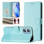 For Blackview A52 / A52 Pro Honeycomb Embossing RFID Leather Phone Case(Mint Green)