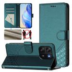 For Blackview Wave 6C Honeycomb Embossing RFID Leather Phone Case(Peacock Green)