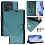 For Blackview Wave 8C Honeycomb Embossing RFID Leather Phone Case(Peacock Green)