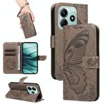 For Redmi Note 14 5G Swallowtail Butterfly Embossed Leather Phone Case(Grey)