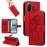 For Redmi A5 4G 173.3mm Swallowtail Butterfly Embossed Leather Phone Case(Red)