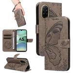 For Redmi A5 4G 173.3mm Swallowtail Butterfly Embossed Leather Phone Case(Grey)