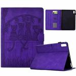 For Lenovo Tab P11 Gen 2 Cats Embossed Leather Smart Tablet Case(Purple)