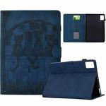For Lenovo Xiaoxin Pad 11 2025 Cats Embossed Leather Smart Tablet Case(Dark Blue)