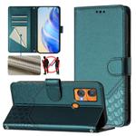 For Oukitel C33 Honeycomb Embossing RFID Leather Phone Case(Peacock Green)