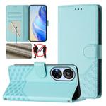 For ZTE Blade V40s Honeycomb Embossing RFID Leather Phone Case(Mint Green)