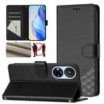 For ZTE Blade V40s Honeycomb Embossing RFID Leather Phone Case(Black)