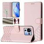 For ZTE Blade V50 Vita Honeycomb Embossing RFID Leather Phone Case(Pink)