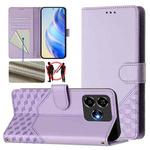 For ZTE Blade V60 Vita / V60 Design Honeycomb Embossing RFID Leather Phone Case(Light Purple)