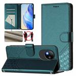 For ZTE Blade A35 Lite Honeycomb Embossing RFID Leather Phone Case(Peacock Green)