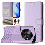 For ZTE Blade A75 5G Honeycomb Embossing RFID Leather Phone Case(Light Purple)