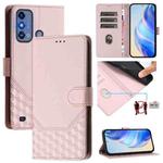 For ZTE Blade A53 Pro Honeycomb Embossing RFID Leather Phone Case(Pink)