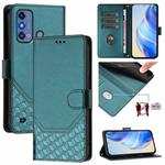 For ZTE Blade A53 Pro Honeycomb Embossing RFID Leather Phone Case(Peacock Green)