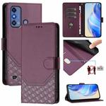 For ZTE Blade A53 Pro Honeycomb Embossing RFID Leather Phone Case(Violet)