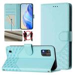 For ZTE Blade A52 Lite Honeycomb Embossing RFID Leather Phone Case(Mint Green)