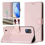 For ZTE Blade A52 Lite Honeycomb Embossing RFID Leather Phone Case(Pink)