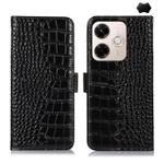 For Redmi 13X Crocodile Top Layer Cowhide Leather Phone Case(Black)
