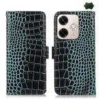 For Redmi 13X Crocodile Top Layer Cowhide Leather Phone Case(Green)