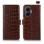 For Redmi Turbo 4 Pro Crocodile Top Layer Cowhide Leather Phone Case(Brown)