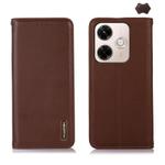 For Redmi 13X KHAZNEH Nappa Top Layer Cowhide Leather Phone Case(Brown)
