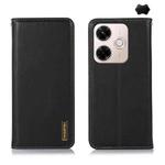 For Redmi 13X KHAZNEH Nappa Top Layer Cowhide Leather Phone Case(Black)