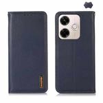 For Redmi 13X KHAZNEH Nappa Top Layer Cowhide Leather Phone Case(Blue)