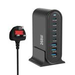 YMX-968 268W 5Type-C, 3USB 8-Ports Desktop Fast Charger, Plug Type:UK Plug(Black)