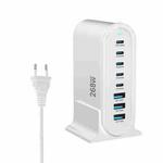 YMX-968 268W 5Type-C, 3USB 8-Ports Desktop Fast Charger, Plug Type:EU Plug(White)