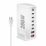 YMX-986 286W 6 Type-C, 2 USB 8-Ports Desktop Fast Charger, Plug Type:EU Plug(White)