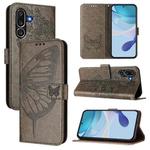 For Samsung Galaxy M56 5G Embossed Butterfly Leather Phone Case(Grey)