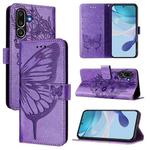 For Samsung Galaxy M56 5G Embossed Butterfly Leather Phone Case(Purple)