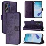 For Samsung Galaxy M56 5G Embossed Butterfly Leather Phone Case(Dark Purple)