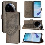 For Xiaomi 15 Ultra Embossed Butterfly Leather Phone Case(Grey)