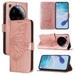 For Xiaomi 15 Ultra Embossed Butterfly Leather Phone Case(Rose Gold)