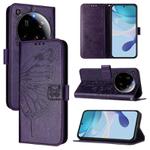 For Xiaomi 15 Ultra Embossed Butterfly Leather Phone Case(Dark Purple)