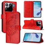 For Xiaomi 15S Pro 5G Embossed Butterfly Leather Phone Case(Red)