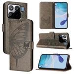For Xiaomi 15S Pro 5G Embossed Butterfly Leather Phone Case(Grey)