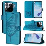 For Xiaomi 15S Pro 5G Embossed Butterfly Leather Phone Case(Blue)