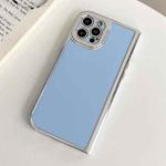 For iPhone 15 Pro Max Electroplated Solid Color Fine Hole TPU Phone Case(Sky Blue)