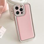 For iPhone 15 Pro Max Electroplated Edge Frosted Leather TPU Phone Case(Pink)