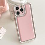 For iPhone 11 Pro Max Electroplated Edge Frosted Leather TPU Phone Case(Pink)