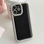 For iPhone 11 Electroplated Edge Frosted Leather TPU Phone Case(Black)