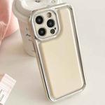 For iPhone 16 Pro Electroplated Edge Frosted Leather TPU Phone Case(Apricot Color)