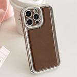 For iPhone 16 Pro Electroplated Edge Frosted Leather TPU Phone Case(Coffee Color)