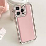 For iPhone 16 Pro Electroplated Edge Frosted Leather TPU Phone Case(Pink)