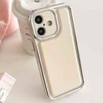 For iPhone 16 Plus Electroplated Edge Frosted Leather TPU Phone Case(Apricot Color)