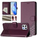 For T-Mobile Revvl 7 Honeycomb Embossing RFID Leather Phone Case(Violet)