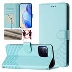 For T-Mobile Revvl 7 Pro Honeycomb Embossing RFID Leather Phone Case(Mint Green)